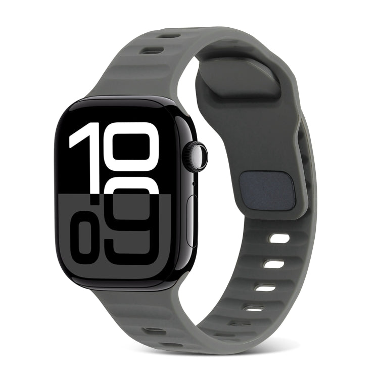 สายรัดนาฬิกาซิลิโคนลายเส้นหัวเข็มขัดสี่เหลี่ยม สำหรับ Apple Watch Series 10 ขนาด 46 มม. สำหรับ Apple Watch Series 10 ขนาด 42 มม.