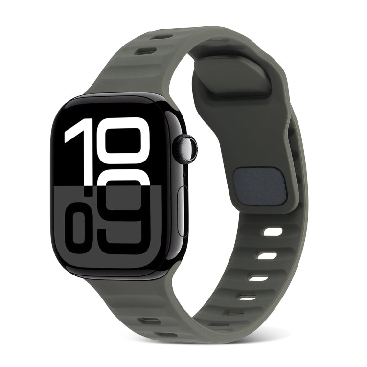สายรัดนาฬิกาซิลิโคนลายเส้นหัวเข็มขัดสี่เหลี่ยม สำหรับ Apple Watch Series 10 ขนาด 46 มม. สำหรับ Apple Watch Series 10 ขนาด 42 มม.