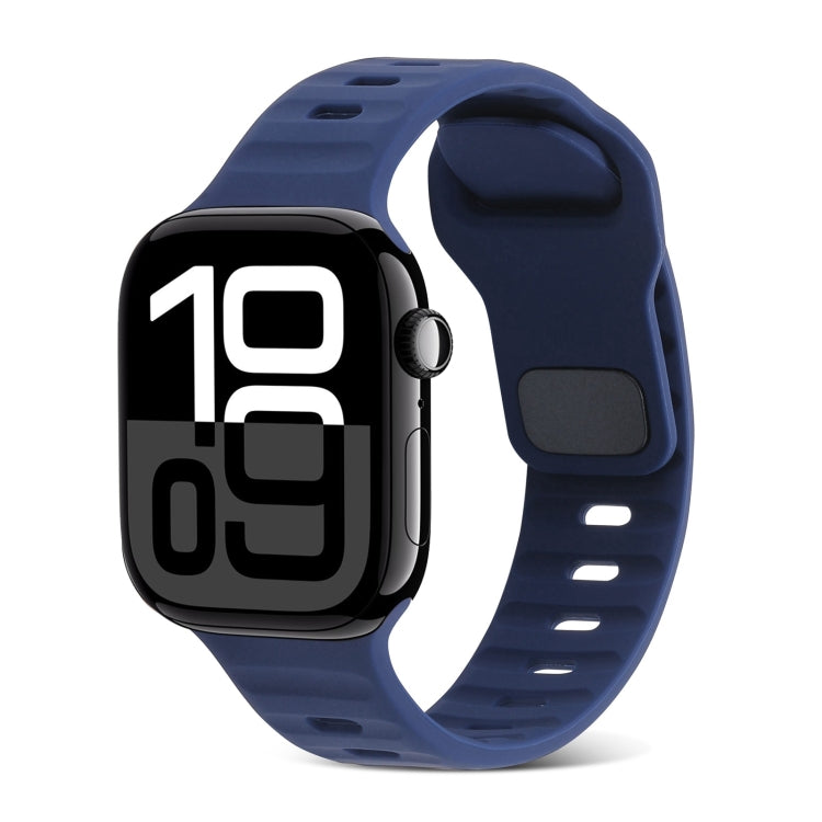 สายรัดนาฬิกาซิลิโคนลายเส้นหัวเข็มขัดสี่เหลี่ยม สำหรับ Apple Watch Series 10 ขนาด 46 มม. สำหรับ Apple Watch Series 10 ขนาด 42 มม.