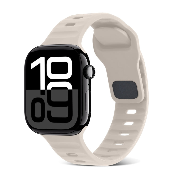 สายรัดนาฬิกาซิลิโคนลายเส้นหัวเข็มขัดสี่เหลี่ยม สำหรับ Apple Watch Series 10 ขนาด 46 มม. สำหรับ Apple Watch Series 10 ขนาด 42 มม.