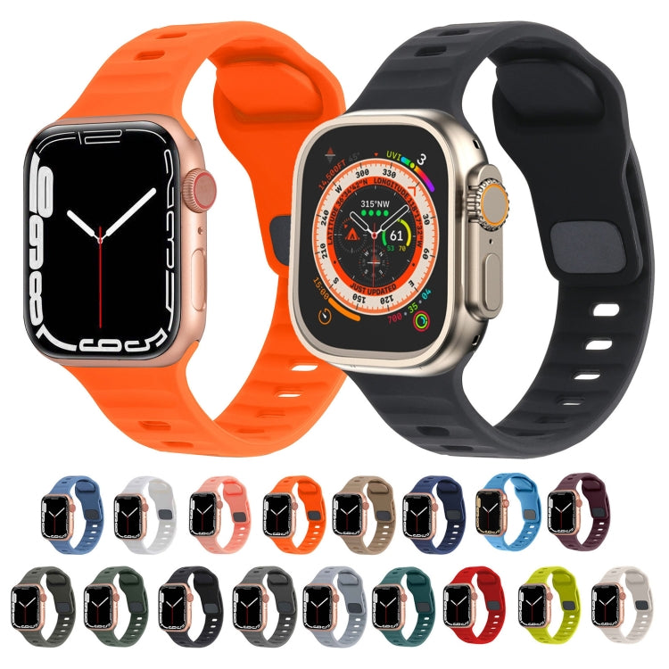 สายรัดนาฬิกาซิลิโคนลายเส้นหัวเข็มขัดสี่เหลี่ยม สำหรับ Apple Watch 42mm, Apple Watch 38mm
