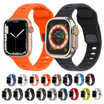 สายรัดนาฬิกาซิลิโคนลายเส้นหัวเข็มขัดสี่เหลี่ยม สำหรับ Apple Watch Ultra 2 ขนาด 49 มม. สำหรับ Apple Watch Series 9 ขนาด 45 มม.