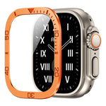 ฟิล์มกระจกนิรภัยกรอบโลหะวงแหวนตัวเลขแบบบูรณาการ สำหรับ Apple Watch Ultra 1 / 2 / 3 49mm