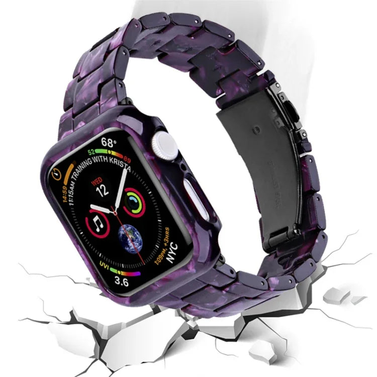 Printed Resin PC Watch Band Case Kit, For Apple Watch Series 6/5/4/SE 44mm, For Apple Watch Series 6/5/4/SE 40mm, For Apple Watch Series 9 / 8 / 7 45mm, For Apple Watch Series 9 / 8 / 7 41mm