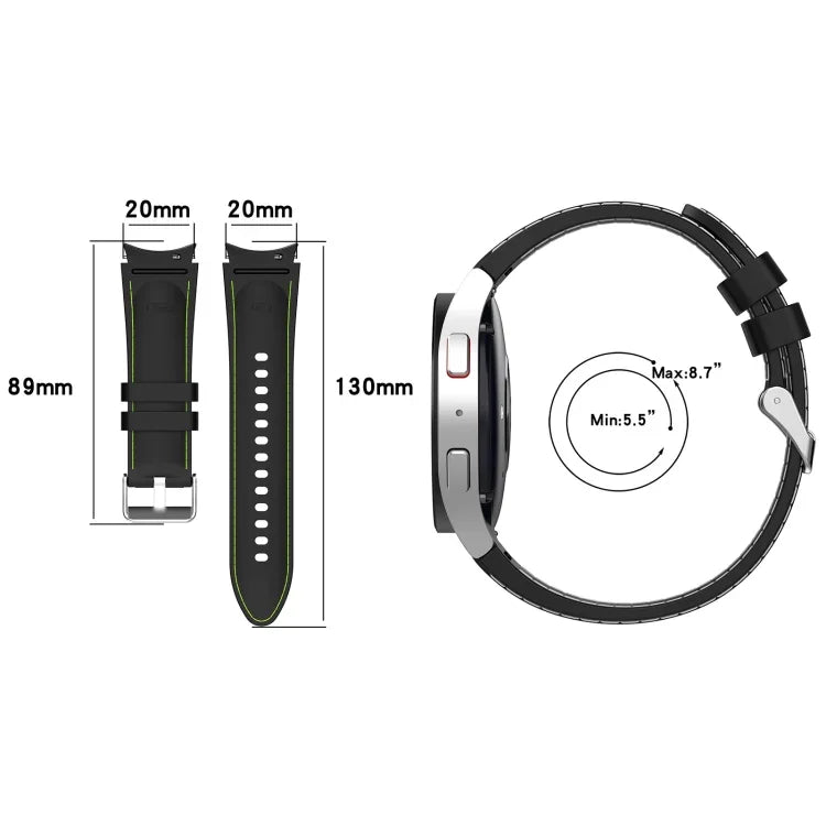 สายรัดนาฬิกาหนังซิลิโคน สำหรับ Samsung Galaxy Watch 6 / 6 Classic