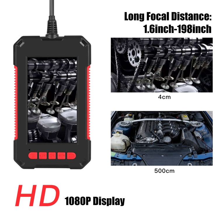 P40 3.9mm HD สีแดง กันน้ำ กล้องส่องทางไกลอุตสาหกรรมแบบพกพาหน้าจอแนวตั้งแบบบูรณาการแบบถือด้วยมือ ความยาว 2m, 5m, 10m
