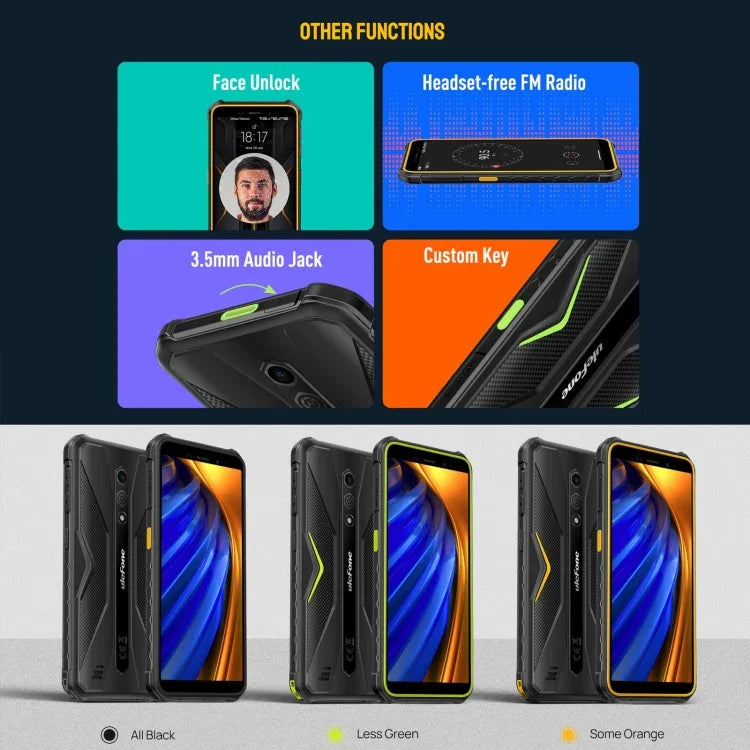 Ulefone Armor X12 Pro, โทรศัพท์กันกระแทก IP68/IP69K, หน้าจอ 5.45 นิ้ว Android 15 MediaTek Helio G36 Octa Core, เครือข่าย: 4G, NFC, 4GB+64GB