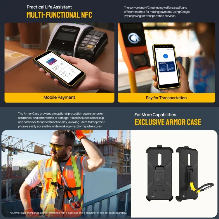 Ulefone Armor X12 Pro, โทรศัพท์กันกระแทก IP68/IP69K, หน้าจอ 5.45 นิ้ว Android 15 MediaTek Helio G36 Octa Core, เครือข่าย: 4G, NFC, 4GB+64GB