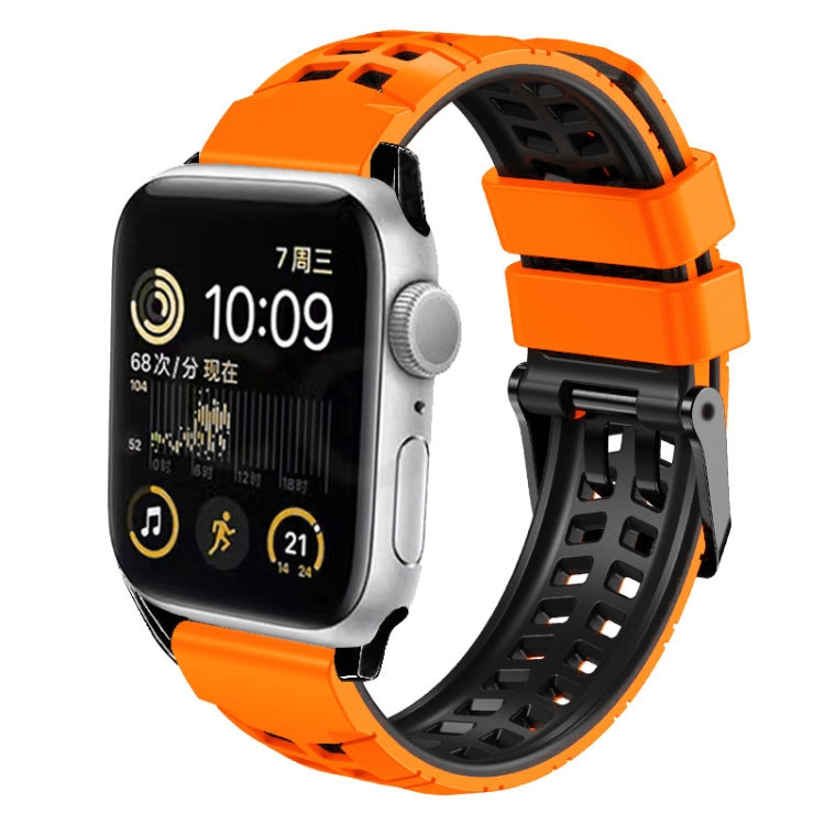 สายซิลิโคนหัวเข็มขัดสองแถวลายทวิล สำหรับ Apple Watch Series 2 38 มม.