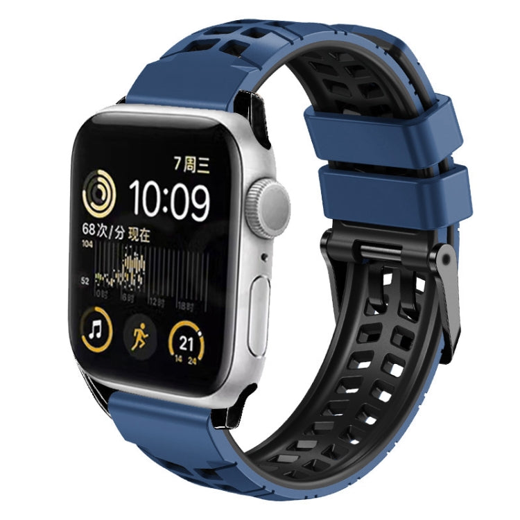 สายซิลิโคนหัวเข็มขัดสองแถวลายทวิล สำหรับ Apple Watch Series 2 38 มม.