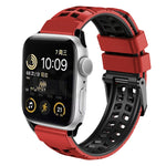 สายซิลิโคนหัวเข็มขัดสองแถวลายทวิล สำหรับ Apple Watch Series 2 38 มม.
