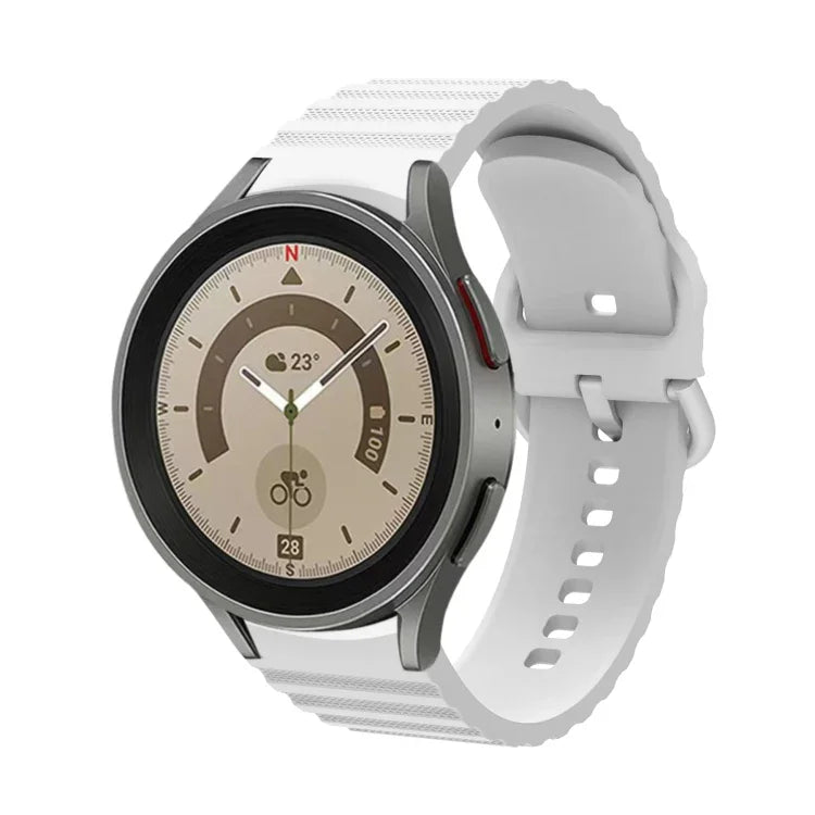 สายรัดนาฬิกาซิลิโคนหัวเข็มขัดลายจุดคลื่นสีเรียบ สำหรับ Samsung Galaxy Watch 6 / 6 Classic
