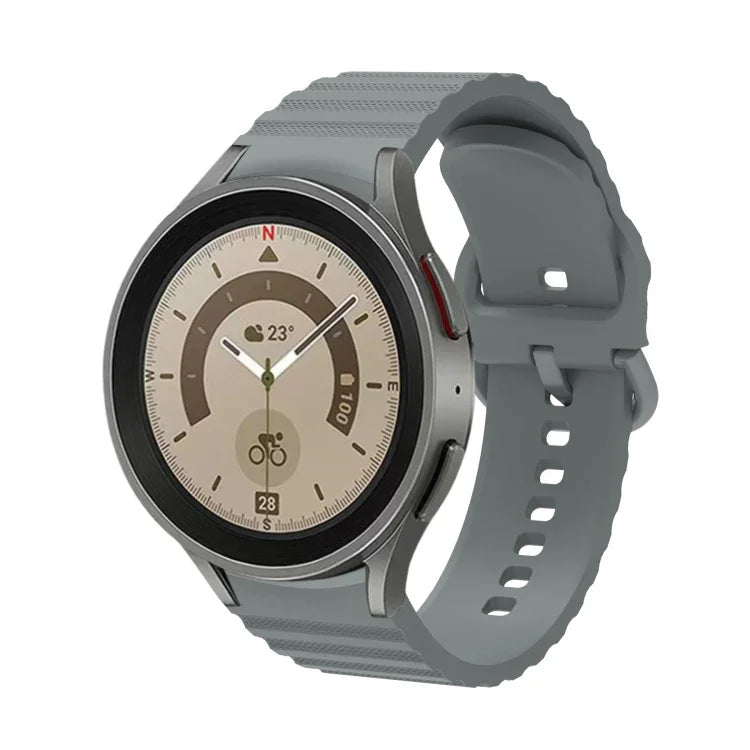 สายรัดนาฬิกาซิลิโคนหัวเข็มขัดลายจุดคลื่นสีเรียบ สำหรับ Samsung Galaxy Watch 6 / 6 Classic