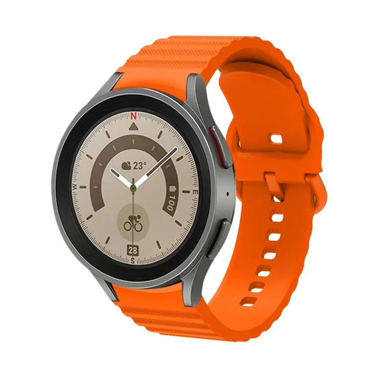 สายรัดนาฬิกาซิลิโคนหัวเข็มขัดลายจุดคลื่นสีเรียบ สำหรับ Samsung Galaxy Watch 6 / 6 Classic