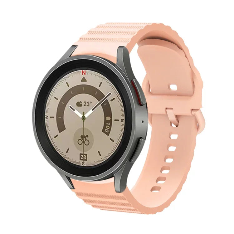 สายรัดนาฬิกาซิลิโคนหัวเข็มขัดลายจุดคลื่นสีเรียบ สำหรับ Samsung Galaxy Watch 6 / 6 Classic