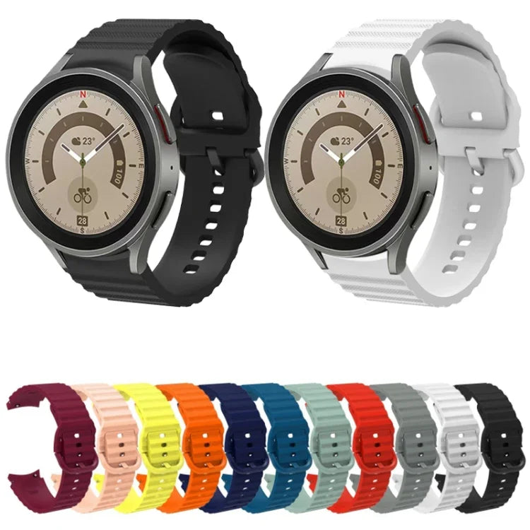 สายรัดนาฬิกาซิลิโคนหัวเข็มขัดลายจุดคลื่นสีเรียบ สำหรับ Samsung Galaxy Watch 6 / 6 Classic