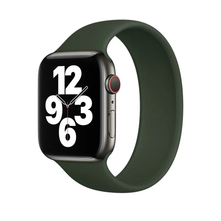 สายรัดนาฬิกาซิลิโคนยืดหยุ่นสีพื้น สำหรับ Apple Watch Series 8&7 ขนาด 41 มม. / SE 2&6&SE&5&4 ขนาด 40 มม. / 3&2&1 ขนาด 38 มม. ขนาด:M 143 มม. (น้ำเงินอมเขียว)