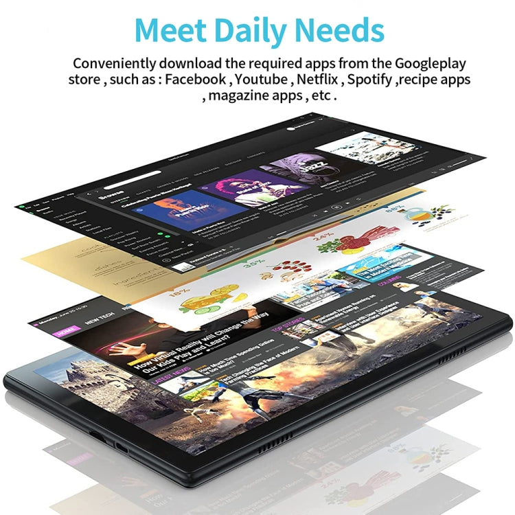 แท็บเล็ต BDF P70 4G LTE 10.1 นิ้ว, Android 12 MTK6762 Octa Core, รองรับ Dual SIM, ปลั๊ก EU, 8GB+256GB