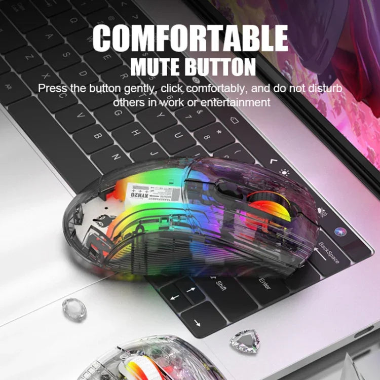 XUNFOX XYH20RGB เมาส์เกมมิ่ง 2400DPI แบบโปร่งใส 2.4G + BT + มีสาย มีไฟ RGB