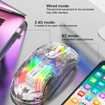XUNFOX XYH20RGB เมาส์เกมมิ่ง 2400DPI แบบโปร่งใส 2.4G + BT + มีสาย มีไฟ RGB