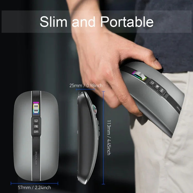 HXSJ M113 เมาส์ไร้สาย 2400DPI โหมดคู่ 2.4GHz + บลูทูธ 5.1