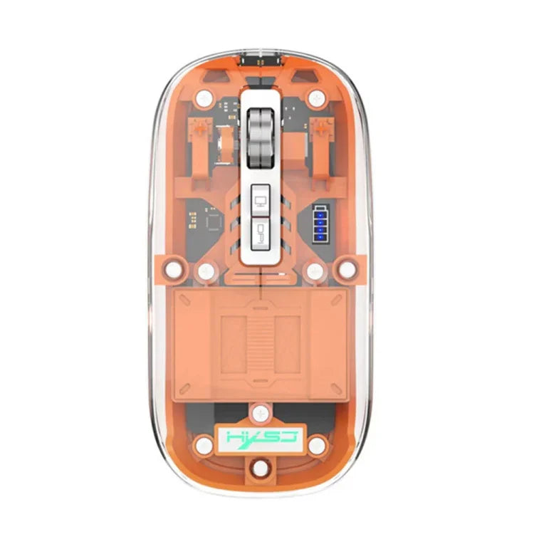 HXSJ T900 เมาส์เกมมิ่งไร้สายโปร่งใสแบบแม่เหล็กสามโหมด