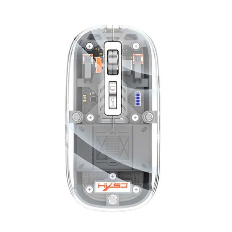 HXSJ T900 เมาส์เกมมิ่งไร้สายโปร่งใสแบบแม่เหล็กสามโหมด