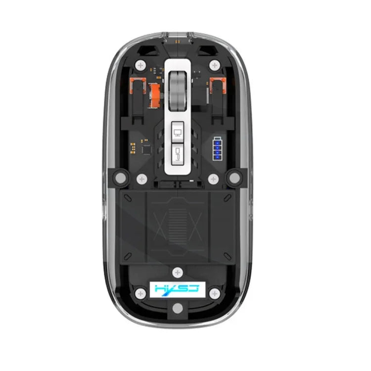 HXSJ T900 เมาส์เกมมิ่งไร้สายโปร่งใสแบบแม่เหล็กสามโหมด