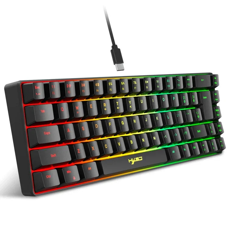 HXSJ V200 คีย์บอร์ดกลไกมีสาย 68 ปุ่ม มีไฟ RGB ความยาวสาย 1.7 เมตร รุ่น V200 สีดำ สีขาว