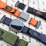 สายรัดนาฬิกาไนลอนสองส่วน AW สำหรับ Apple Watch Series 7 41mm, สำหรับ Apple Watch Series 7 45mm, สำหรับ Apple Watch SE 40mm, สำหรับ Apple Watch SE 44mm, สำหรับ Apple Watch Series 6 40mm, สำหรับ Apple Watch Series 6 44mm, สำหรับ Apple Watch Series 5 44mm