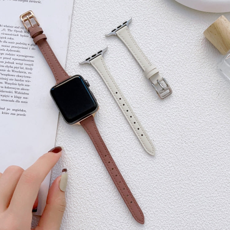 สายรัดนาฬิกาหนังแท้ทรงตัวทีบาง สำหรับ Apple Watch Series 2 42 มม., สำหรับ Apple Watch 2 38 มม., สำหรับ Apple Watch 42 มม., สำหรับ Apple Watch 38 มม.