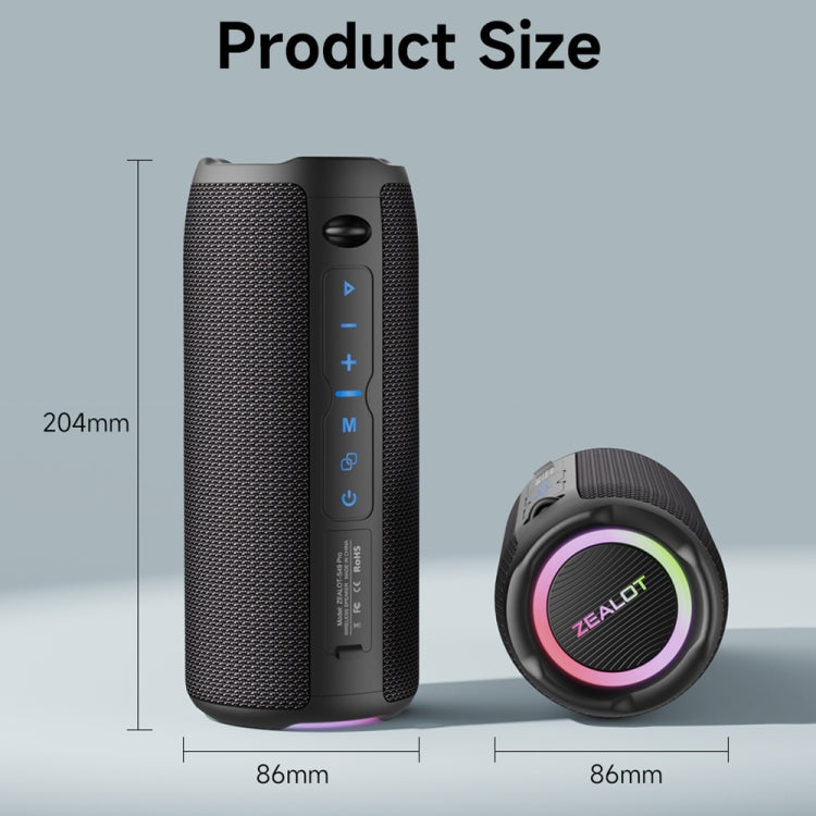 ลำโพงบลูทูธไร้สายพกพากลางแจ้ง Zealot S49 Pro 20W พร้อมไฟ RGB รุ่น S49 Pro
