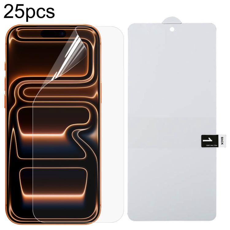 ฟิล์มกันระเบิดไฮโดรเจลเต็มจอ 25 ชิ้น สำหรับ iPhone 17 Pro Max, สำหรับ iPhone 17 / 17 Pro, สำหรับ iPhone Air, สำหรับ iPhone 16 Pro Max, สำหรับ iPhone 16 Pro, สำหรับ iPhone 16 Plus, สำหรับ iPhone 16, สำหรับ iPhone 15 Pro Max, สำหรับ iPhone 15 Pro