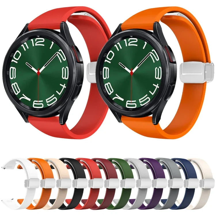 สายซิลิโคนบางพร้อมหัวเข็มขัดแม่เหล็กสีเงิน สำหรับ Samsung Galaxy Watch 6 / 6 Classic