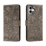 เคสโทรศัพท์หนังแบบพลิกลายดอกไม้ลูกไม้สำหรับนูน สำหรับ iPhone 17e / 16e, สำหรับ iPhone 17 Pro Max, สำหรับ iPhone 17 Pro, สำหรับ iPhone 17, สำหรับ iPhone Air, สำหรับ iPhone 16 Pro Max, สำหรับ iPhone 16 Pro, สำหรับ iPhone 16 Plus