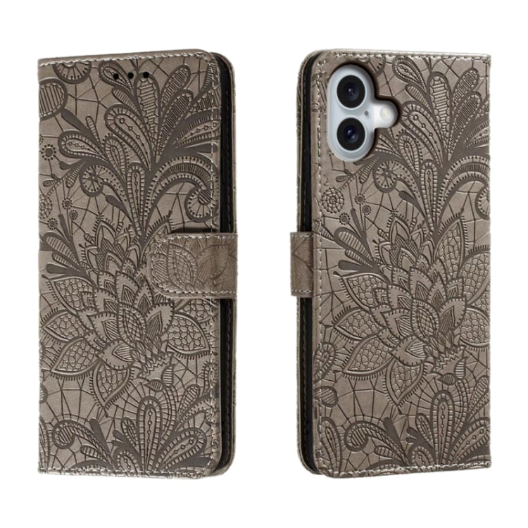 เคสโทรศัพท์หนังแบบพลิกลายดอกไม้ลูกไม้สำหรับนูน สำหรับ iPhone 17e / 16e, สำหรับ iPhone 17 Pro Max, สำหรับ iPhone 17 Pro, สำหรับ iPhone 17, สำหรับ iPhone Air, สำหรับ iPhone 16 Pro Max, สำหรับ iPhone 16 Pro, สำหรับ iPhone 16 Plus