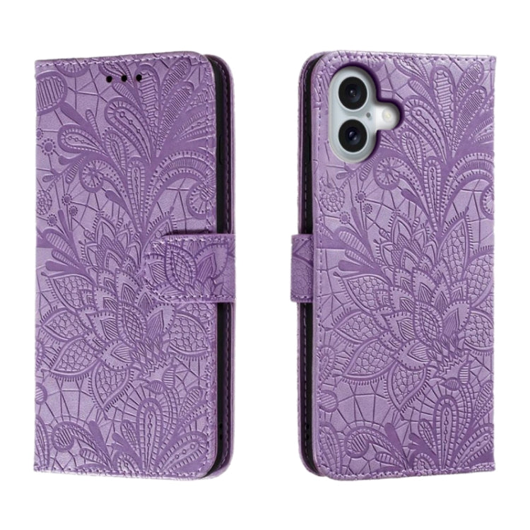 เคสโทรศัพท์หนังแบบพลิกลายดอกไม้ลูกไม้สำหรับนูน สำหรับ iPhone 17e / 16e, สำหรับ iPhone 17 Pro Max, สำหรับ iPhone 17 Pro, สำหรับ iPhone 17, สำหรับ iPhone Air, สำหรับ iPhone 16 Pro Max, สำหรับ iPhone 16 Pro, สำหรับ iPhone 16 Plus