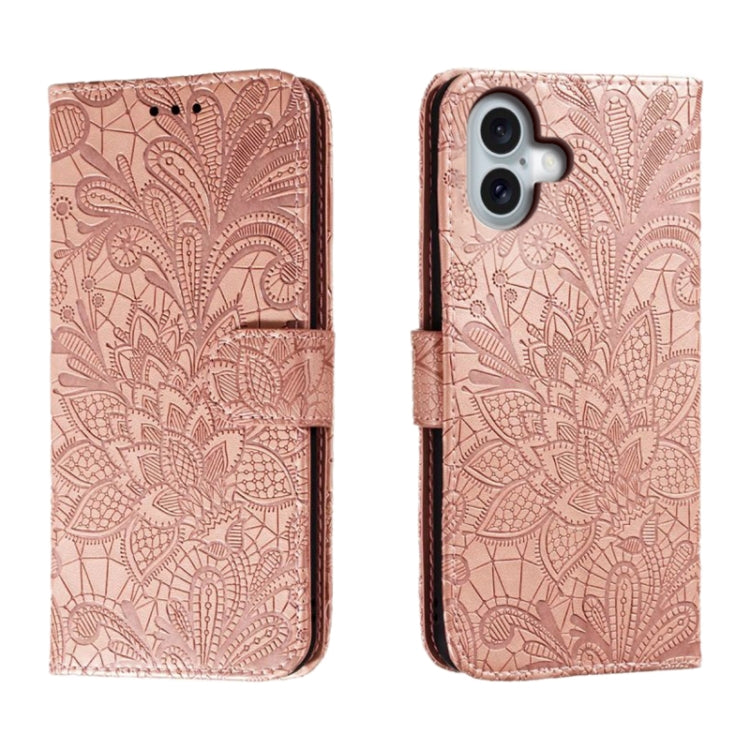 เคสโทรศัพท์หนังแบบพลิกลายดอกไม้ลูกไม้สำหรับนูน สำหรับ iPhone 17e / 16e, สำหรับ iPhone 17 Pro Max, สำหรับ iPhone 17 Pro, สำหรับ iPhone 17, สำหรับ iPhone Air, สำหรับ iPhone 16 Pro Max, สำหรับ iPhone 16 Pro, สำหรับ iPhone 16 Plus