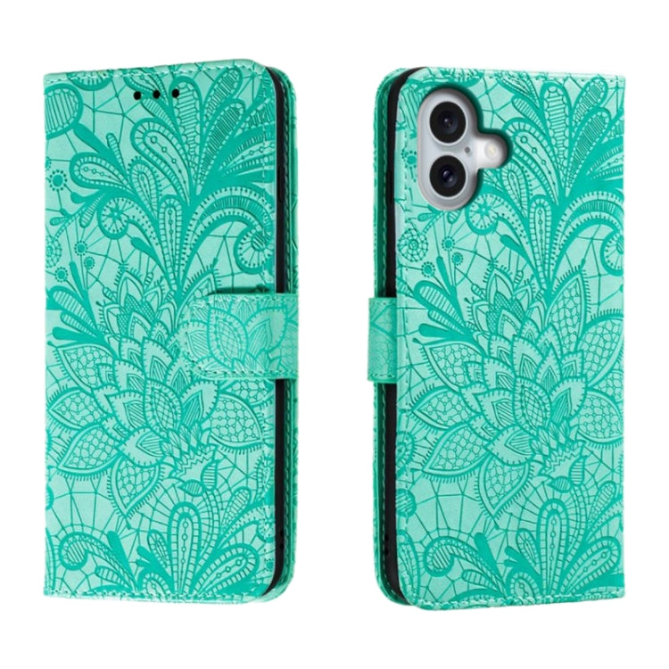 เคสโทรศัพท์หนังแบบพลิกลายดอกไม้ลูกไม้สำหรับนูน สำหรับ iPhone 17e / 16e, สำหรับ iPhone 17 Pro Max, สำหรับ iPhone 17 Pro, สำหรับ iPhone 17, สำหรับ iPhone Air, สำหรับ iPhone 16 Pro Max, สำหรับ iPhone 16 Pro, สำหรับ iPhone 16 Plus