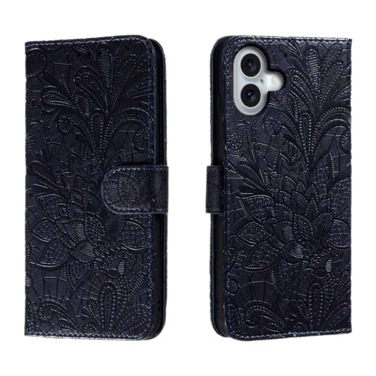 เคสโทรศัพท์หนังแบบพลิกลายดอกไม้ลูกไม้สำหรับนูน สำหรับ iPhone 17e / 16e, สำหรับ iPhone 17 Pro Max, สำหรับ iPhone 17 Pro, สำหรับ iPhone 17, สำหรับ iPhone Air, สำหรับ iPhone 16 Pro Max, สำหรับ iPhone 16 Pro, สำหรับ iPhone 16 Plus