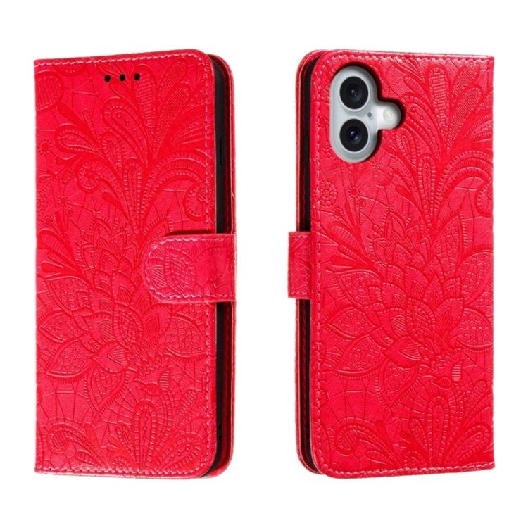 เคสโทรศัพท์หนังแบบพลิกลายดอกไม้ลูกไม้สำหรับนูน สำหรับ iPhone 17e / 16e, สำหรับ iPhone 17 Pro Max, สำหรับ iPhone 17 Pro, สำหรับ iPhone 17, สำหรับ iPhone Air, สำหรับ iPhone 16 Pro Max, สำหรับ iPhone 16 Pro, สำหรับ iPhone 16 Plus