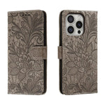เคสโทรศัพท์หนังแบบพลิกลายดอกไม้ลูกไม้สำหรับนูน สำหรับ iPhone 17e / 16e, สำหรับ iPhone 17 Pro Max, สำหรับ iPhone 17 Pro, สำหรับ iPhone 17, สำหรับ iPhone Air, สำหรับ iPhone 16 Pro Max, สำหรับ iPhone 16 Pro, สำหรับ iPhone 16 Plus