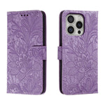 เคสโทรศัพท์หนังแบบพลิกลายดอกไม้ลูกไม้สำหรับนูน สำหรับ iPhone 17e / 16e, สำหรับ iPhone 17 Pro Max, สำหรับ iPhone 17 Pro, สำหรับ iPhone 17, สำหรับ iPhone Air, สำหรับ iPhone 16 Pro Max, สำหรับ iPhone 16 Pro, สำหรับ iPhone 16 Plus