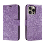 เคสโทรศัพท์หนังแบบพลิกลายดอกไม้ลูกไม้สำหรับนูน สำหรับ iPhone 17e / 16e, สำหรับ iPhone 17 Pro Max, สำหรับ iPhone 17 Pro, สำหรับ iPhone 17, สำหรับ iPhone Air, สำหรับ iPhone 16 Pro Max, สำหรับ iPhone 16 Pro, สำหรับ iPhone 16 Plus