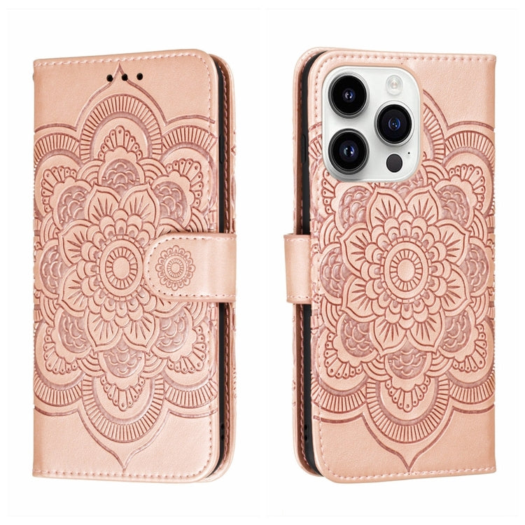 เคสโทรศัพท์หนังลายพระอาทิตย์ Mandala สำหรับนูน สำหรับ iPhone 16e / 17e, สำหรับ iPhone 17 Pro Max, สำหรับ iPhone 17 Pro, สำหรับ iPhone 17, สำหรับ iPhone Air, สำหรับ iPhone 15 Pro Max