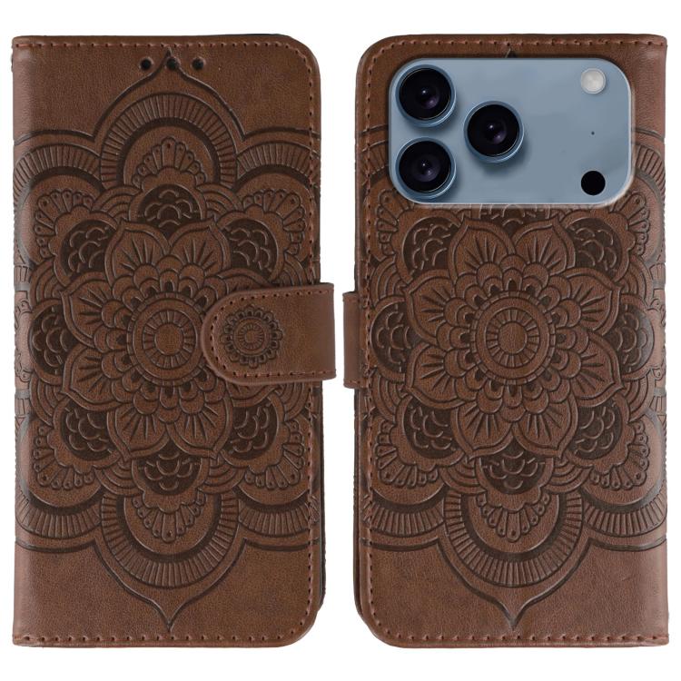 เคสโทรศัพท์หนังลายพระอาทิตย์ Mandala สำหรับนูน สำหรับ iPhone 16e / 17e, สำหรับ iPhone 17 Pro Max, สำหรับ iPhone 17 Pro, สำหรับ iPhone 17, สำหรับ iPhone Air, สำหรับ iPhone 15 Pro Max
