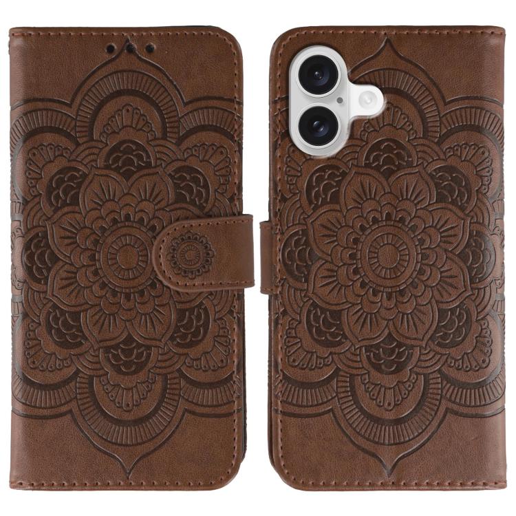 เคสโทรศัพท์หนังลายพระอาทิตย์ Mandala สำหรับนูน สำหรับ iPhone 16e / 17e, สำหรับ iPhone 17 Pro Max, สำหรับ iPhone 17 Pro, สำหรับ iPhone 17, สำหรับ iPhone Air, สำหรับ iPhone 15 Pro Max