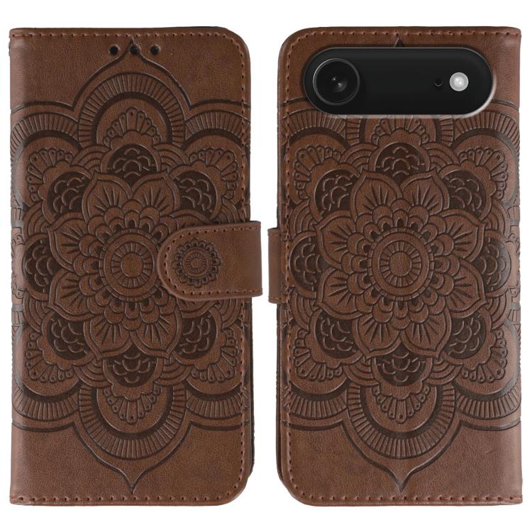 เคสโทรศัพท์หนังลายพระอาทิตย์ Mandala สำหรับนูน สำหรับ iPhone 16e / 17e, สำหรับ iPhone 17 Pro Max, สำหรับ iPhone 17 Pro, สำหรับ iPhone 17, สำหรับ iPhone Air, สำหรับ iPhone 15 Pro Max