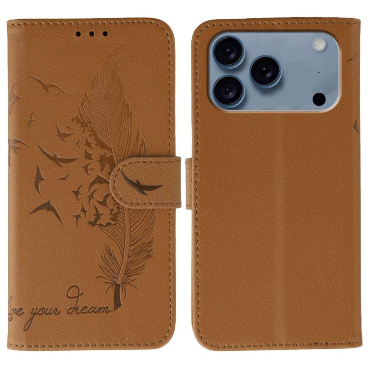 เคสโทรศัพท์หนังลายลิ้นจี่ลายขนนก สำหรับ iPhone 17 Pro Max, สำหรับ iPhone 17 Pro, สำหรับ iPhone 17, สำหรับ iPhone Air, สำหรับ iPhone 15 Pro Max, สำหรับ iPhone 15 Pro, สำหรับ iPhone 15 Plus, สำหรับ iPhone 15