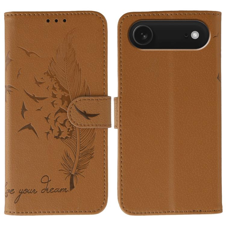 เคสโทรศัพท์หนังลายลิ้นจี่ลายขนนก สำหรับ iPhone 17 Pro Max, สำหรับ iPhone 17 Pro, สำหรับ iPhone 17, สำหรับ iPhone Air, สำหรับ iPhone 15 Pro Max, สำหรับ iPhone 15 Pro, สำหรับ iPhone 15 Plus, สำหรับ iPhone 15